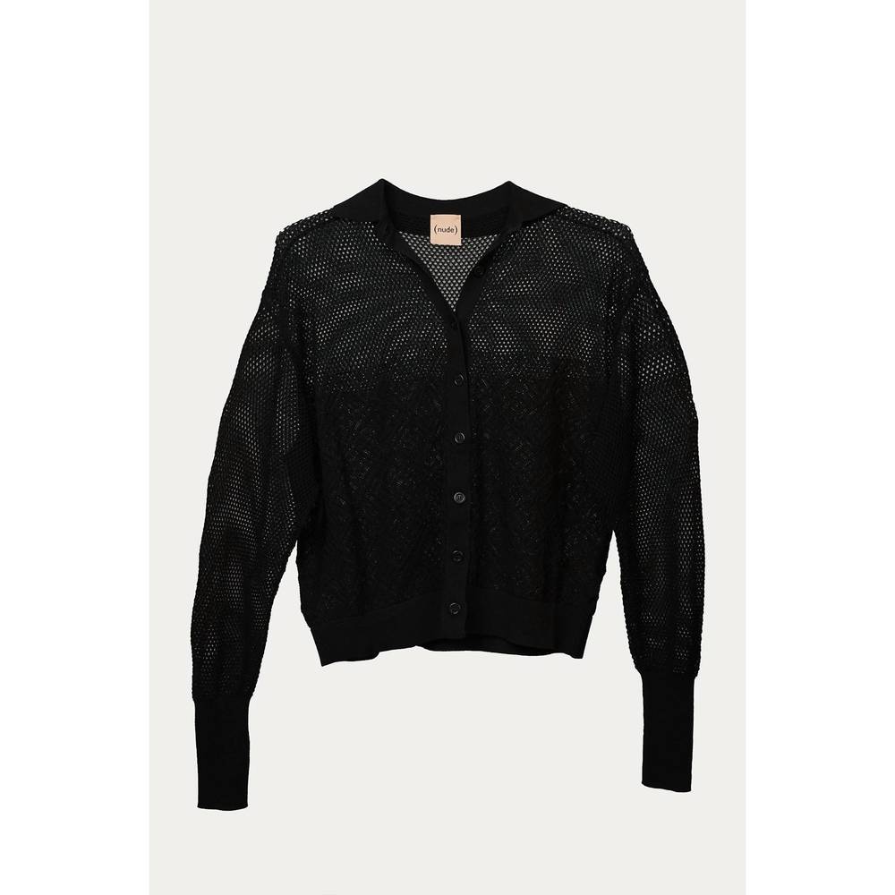 NEW NUDE open-knit top in black